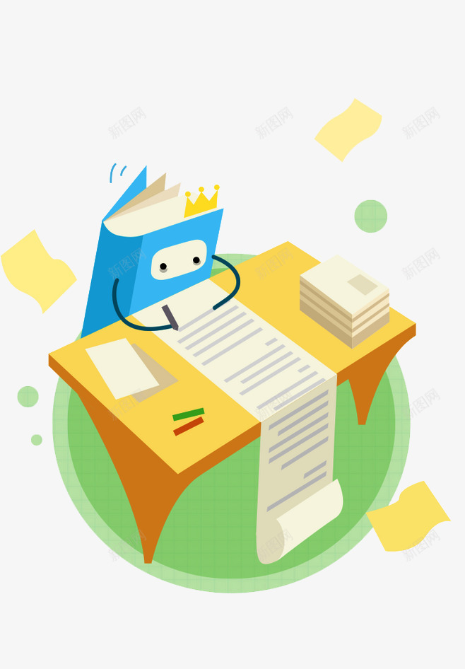 写作业png免抠素材_88icon https://88icon.com 书桌 做功课 卡通书本 复习功课 学习 扁平素材 插画