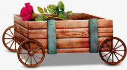 木质推车里的玫瑰七夕情人节素材