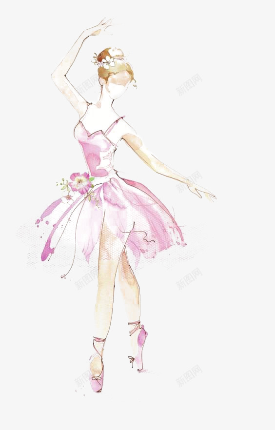 跳舞的女生png免抠素材_88icon https://88icon.com 优雅 卡通 女生 手绘 抽象 插画 水彩 粉色