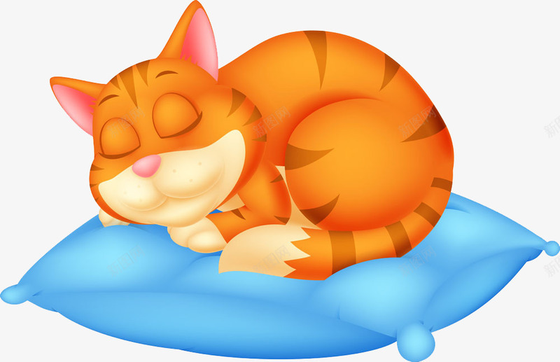 睡觉的小猫png免抠素材_88icon https://88icon.com 卡通 小猫 枕套