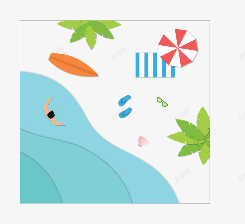 海边度假游泳的人矢量图ai免抠素材_88icon https://88icon.com 夏季 夏季度假 度假 海边度假 海边游泳 矢量png 矢量图