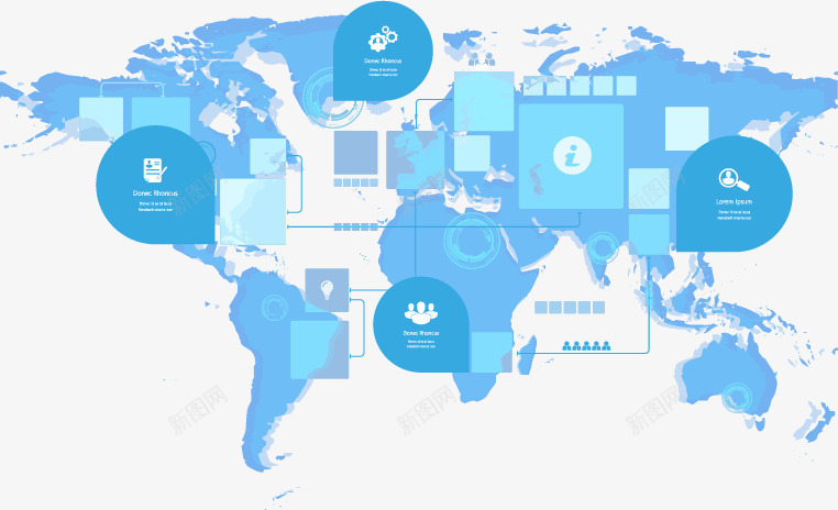 蓝色商务网页png免抠素材_88icon https://88icon.com 世界地图 商务 科技 网络终端 蓝色