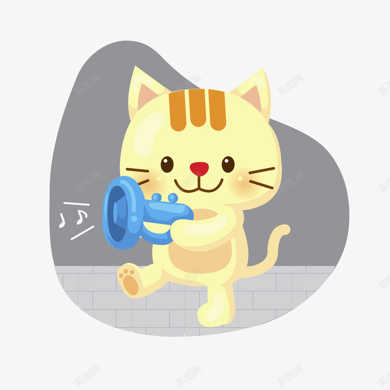 拿着喇叭广播的小猫png免抠素材_88icon https://88icon.com 可爱的 呆萌的 喇叭 小猫 广播 手绘 蓝色的