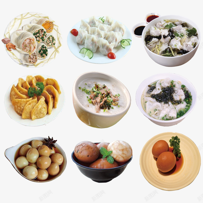 面食合集png免抠素材_88icon https://88icon.com 小吃拼盘 皮蛋瘦肉粥 美食 饺子 饺子茴香鸡蛋 鸡蛋