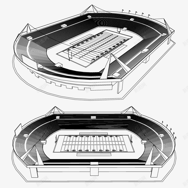 足球场运动场立体三维矢png免抠素材_88icon https://88icon.com 三维 立体 足球场 运动场 黑白线稿