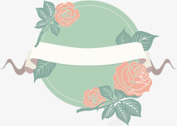 复古蔷薇花环复古手绘蔷薇花标签边框高清图片