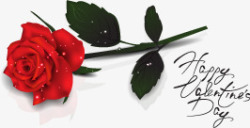 手绘红色玫瑰花情人节装饰素材