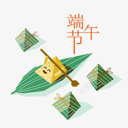 粽子划龙舟端午节习俗绿色划龙舟粽子高清图片