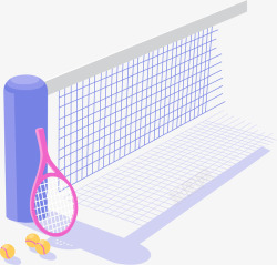 夏季网球场运动插画矢量图素材