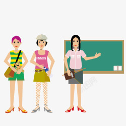 不同装扮的老师和女学生素材