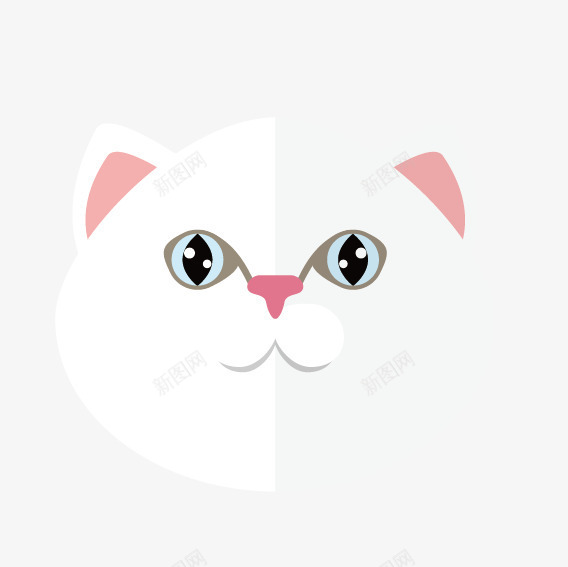 白色卡通小猫脸部png免抠素材_88icon https://88icon.com 扁平化 猫 脸部 面孔