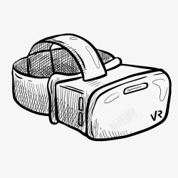 手绘虚拟现实穿戴眼镜矢量图素材
