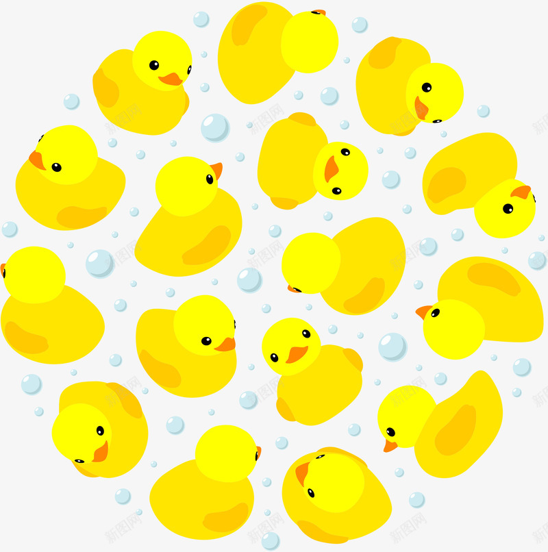 一群小黄鸭png免抠素材_88icon https://88icon.com 动物 卡通 可爱 小清新 小黄鸭 插画 黄色