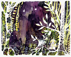 森林水彩插画矢量图素材