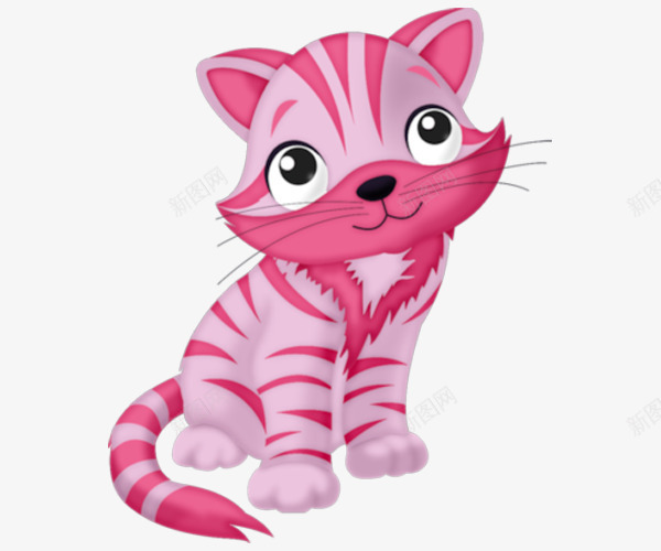 卡通手绘可爱粉色小猫咪png免抠素材_88icon https://88icon.com 可爱 猫咪 粉色动物 花朵