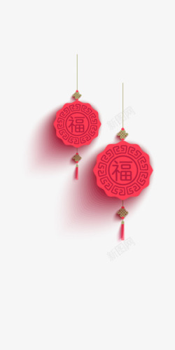 中国风古典福字中国结红色装饰素材