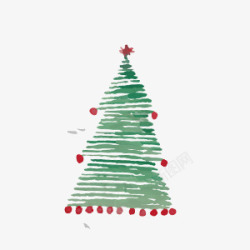 手绘水彩圣诞树素材