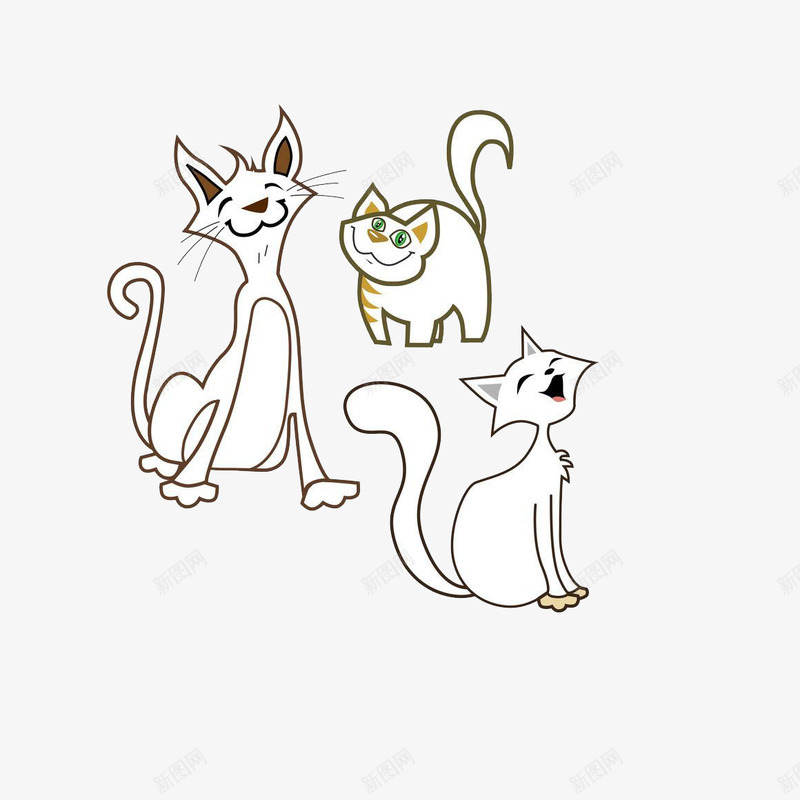 三只小猫png免抠素材_88icon https://88icon.com 休息 慵懒 满足 猫咪 白色