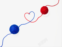 心形镂空戒指红蓝毛线球爱情联系高清图片