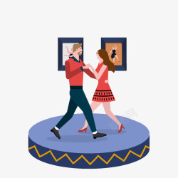卡通跳舞的情侣图素材
