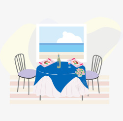 卡通家庭餐桌餐椅素材