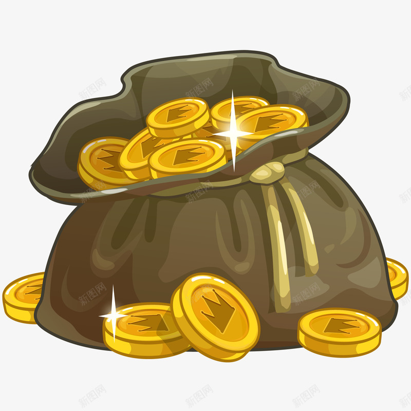 一袋金币插画矢量图ai免抠素材_88icon https://88icon.com 一袋金币矢量插画 免抠PNG 投资理财 财富 金币 金融商业 矢量图