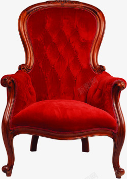 红色绒布欧式单人椅七夕情人节素材