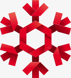 创意红色折纸雪花素材
