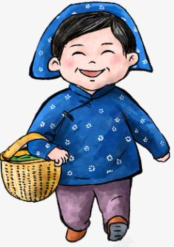 拿筐篮的大妈素材