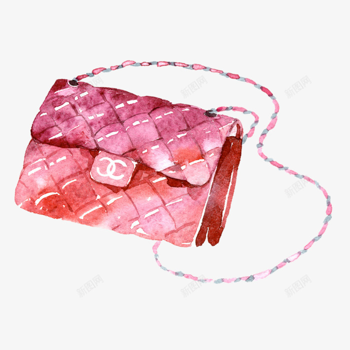 粉色女单肩包手绘插画png免抠素材_88icon https://88icon.com 免抠PNG 包包 女包 时尚包包 粉色女单肩包手绘插画 饰品