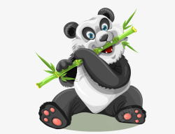 卡通手绘吃竹子熊猫素材