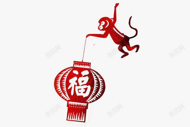 灯笼福字剪纸灯笼猴子提灯笼png免抠素材_88icon https://88icon.com 剪纸 灯笼 猴子 福字