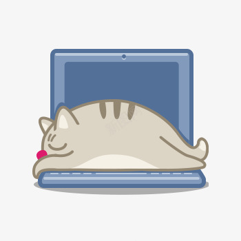 懒猫png免抠素材_88icon https://88icon.com 卡通 可爱 小猫 灰色 猫咪 笔记本