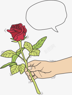 卡通拿着玫瑰花的手掌图素材