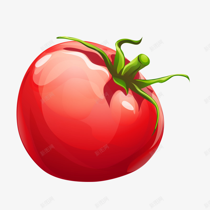红色西红柿png免抠素材_88icon https://88icon.com 创意 卡通 手绘 水彩 番茄 绿色 美食 西红柿 食物