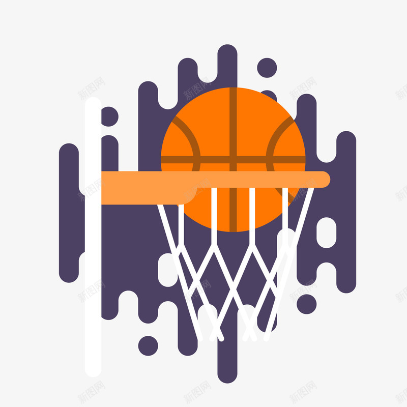 橙色创意篮球运动元素矢量图ai免抠素材_88icon https://88icon.com 体育 创意 卡通插画 扁平化 橙色 活动 篮球 网状 矢量图