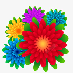 彩色三维立体花朵素材