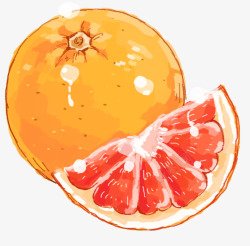 手绘装饰血橙水果元素素材