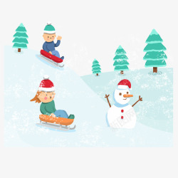 手绘滑雪场景插画矢量图素材