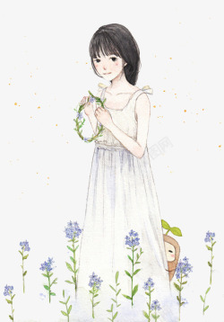 少女系唯美手绘插画素材