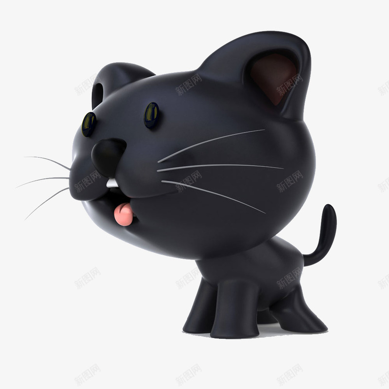 可爱的小黑猫png免抠素材_88icon https://88icon.com 卡通 尾巴 红舌头 胡须