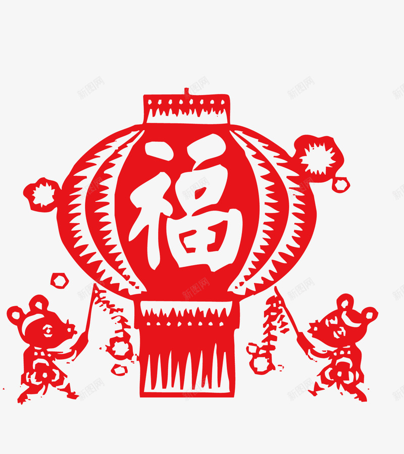 红色福字灯笼png免抠素材_88icon https://88icon.com png 手绘 新年 灯笼 福