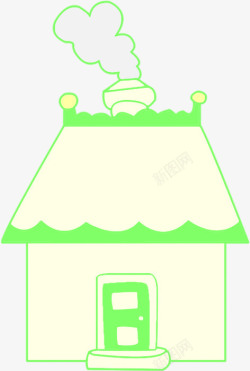 可爱绿色房屋建筑卡通素材