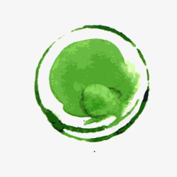 绿色圆形水彩笔触素材