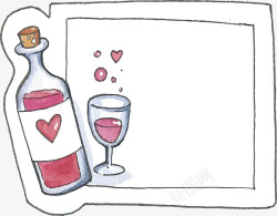情人节红酒酒杯标题框矢量图素材
