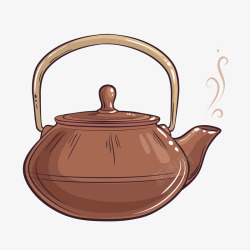 卡通玻璃茶壶灰色圆弧茶壶元素矢量图高清图片