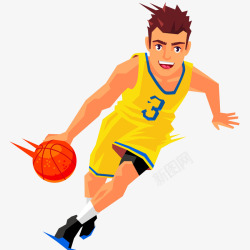 男运动员踢足球插画男篮球运动员运球插画矢量图高清图片