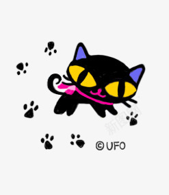 黑色小猫咪png免抠素材_88icon https://88icon.com 动物 卡通 猫咪 脚印