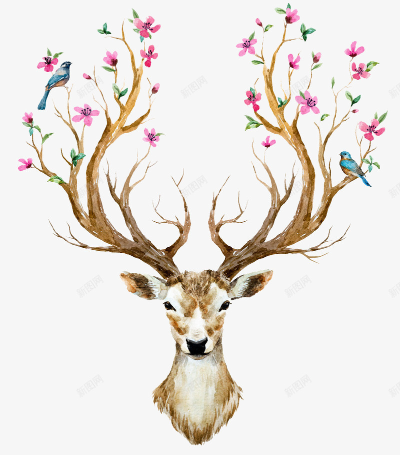 创意鹿头png免抠素材_88icon https://88icon.com 创意 卡通 手绘 水彩 灰色的鹿头 鹿头 鹿头像