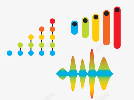 彩虹色调节器音乐音量图标图标